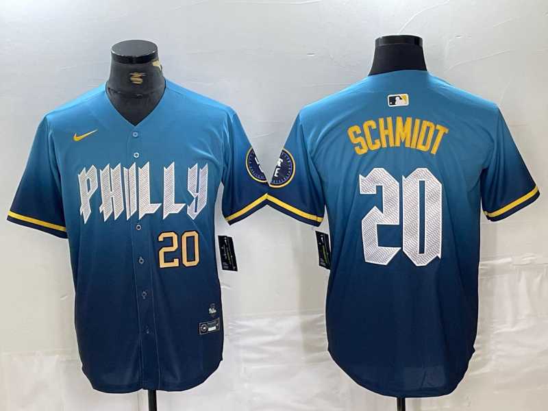 Mens Philadelphia Phillies #20 Mike Schmidt Blue 2024 City Cool Base Jersey,We sell and wholesale Mens Philadelphia Phillies #20 Mike Schmidt Blue 2024 City Cool Base Jersey on line form chian!